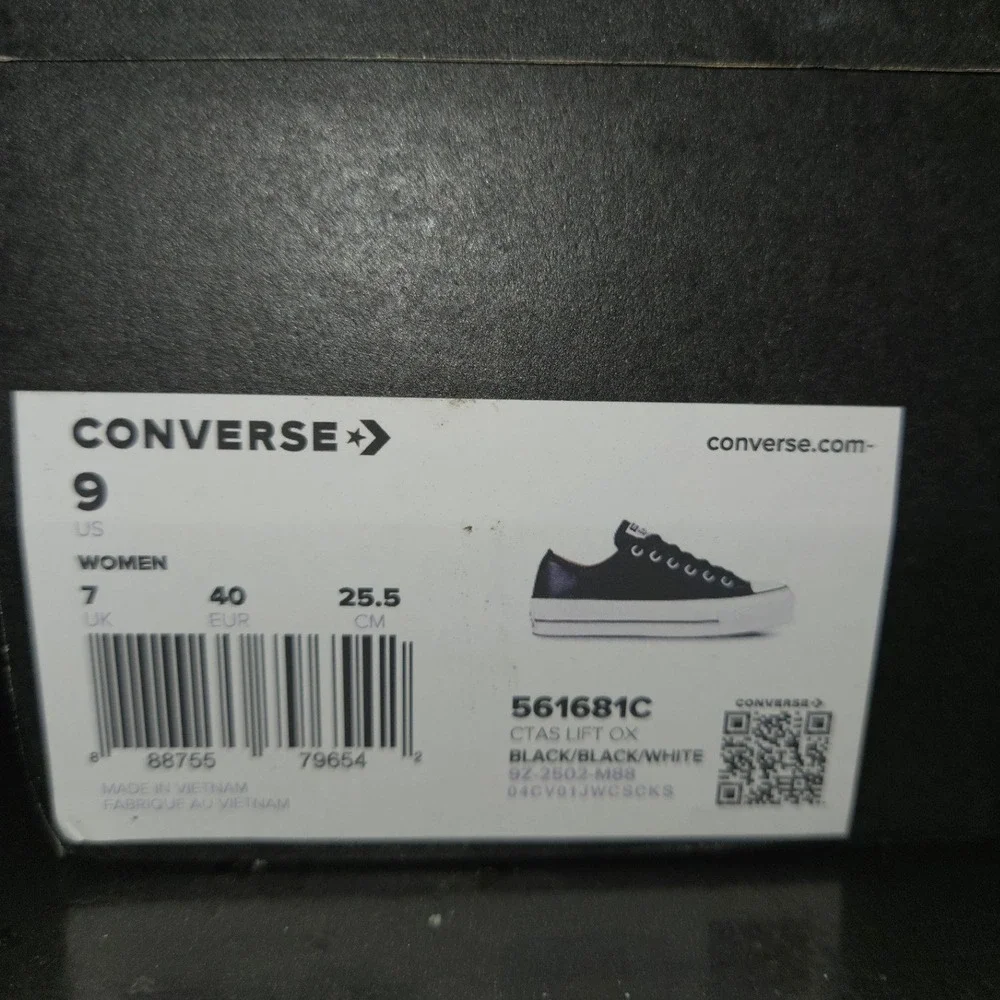 Converse Chuck Taylor All Star Lift Ox Black Leather Platform Sneakers 561681C